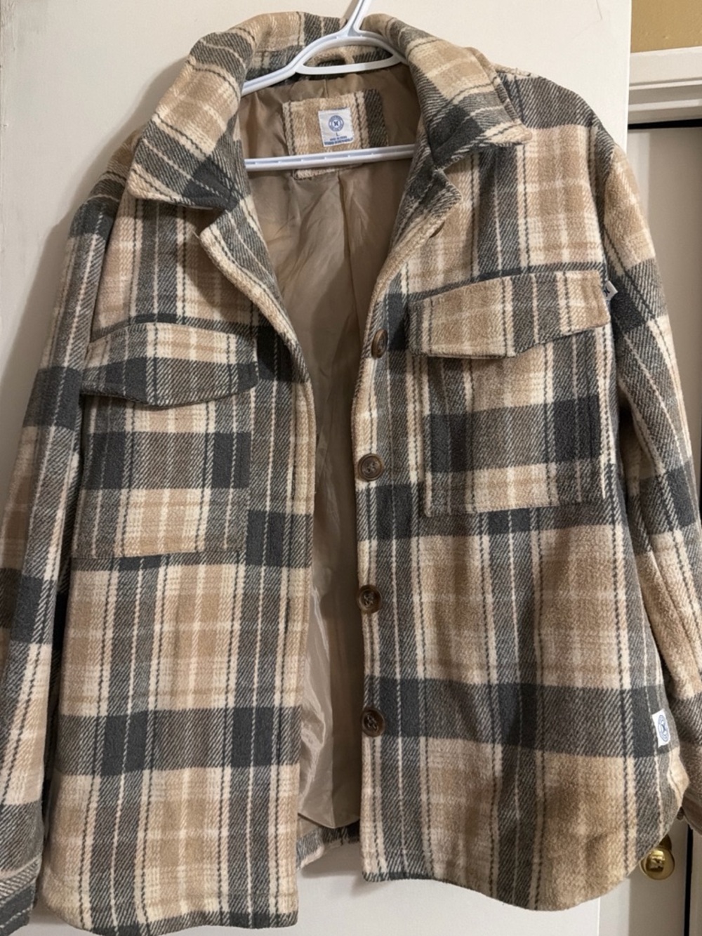 Hurley Beige Plaid Lined Jacket
